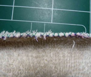 Close up of finished towel edge